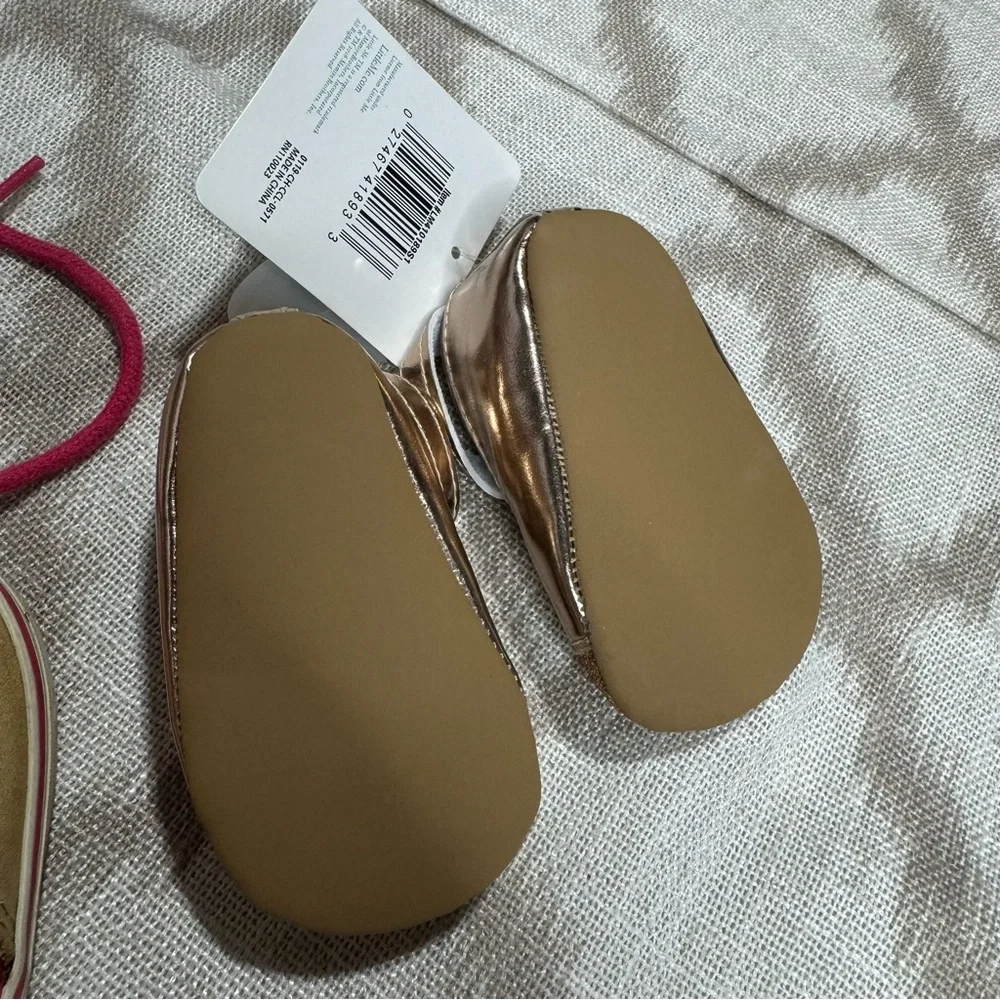 Sperry Baby Walker Shoes Bundle Pink Gold Glitter Floral 0-6M Size 1-2